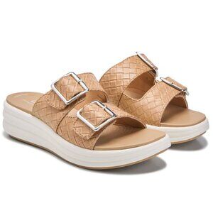 NIB Clarks Women's Women's Drift Buckle Medium Wedge Slide Sandal